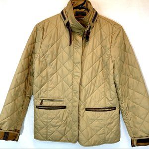 Lauren Jeans Co Ralph Lauren Soft Shell Jacket Womens M Belt Theme Beige Quilted
